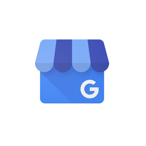 blue square with two tone striped awning  with G (for Google). It is the Google Business Profile logo. 
